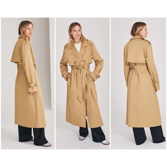 💕FAVORITE DAUGHTER💕 The Charles Double Breasted Trench Coat ~ Sand Medium NWT - Picture 2 of 16